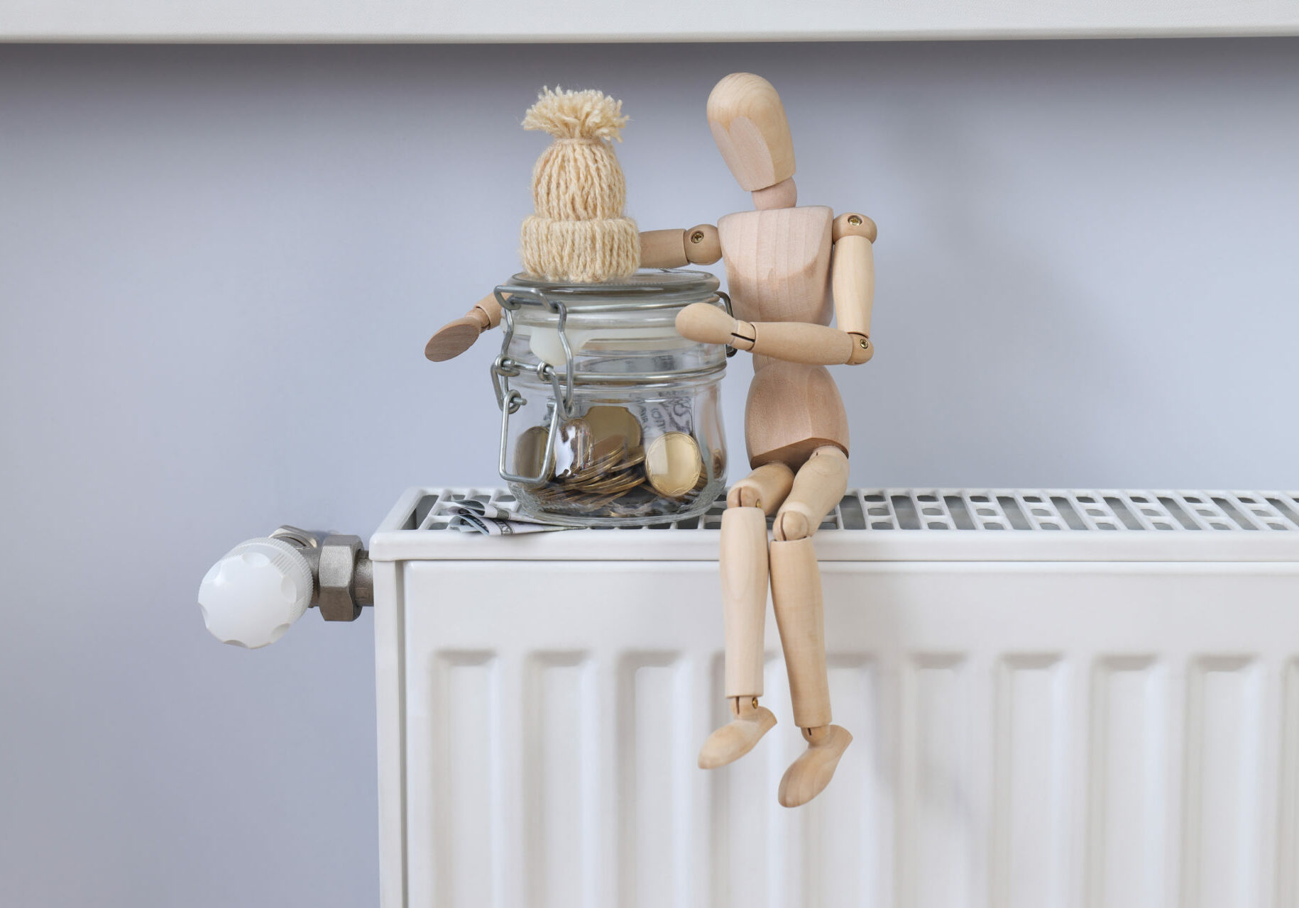 Concept of high costs of heating, heating season